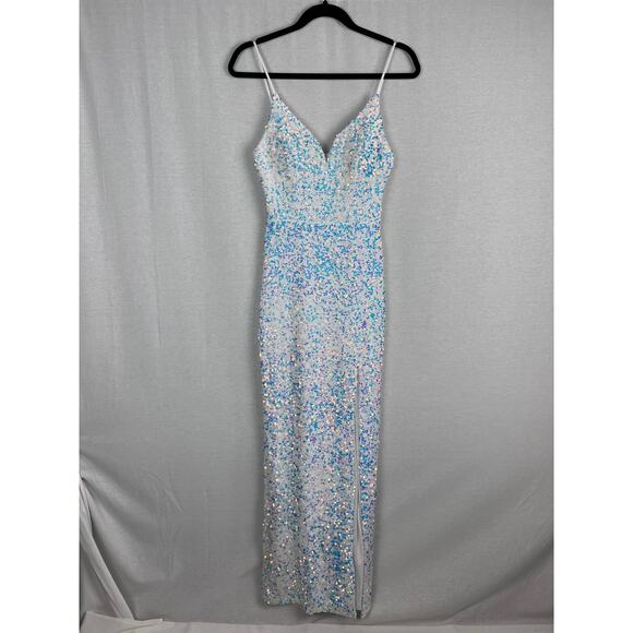 B. Smart Dresses & Skirts - B Smart Maxi Dress White Iridescent Sequin Gown Formal Bachelorette Party Glam